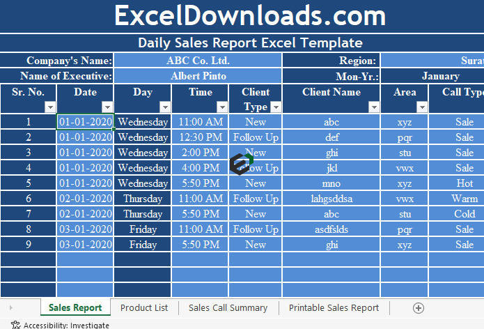 Daily Sales Report and Monthly Sales Report Excel Template Feature Image