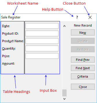 Data Entry Form Enable Feature In Microsoft Excel